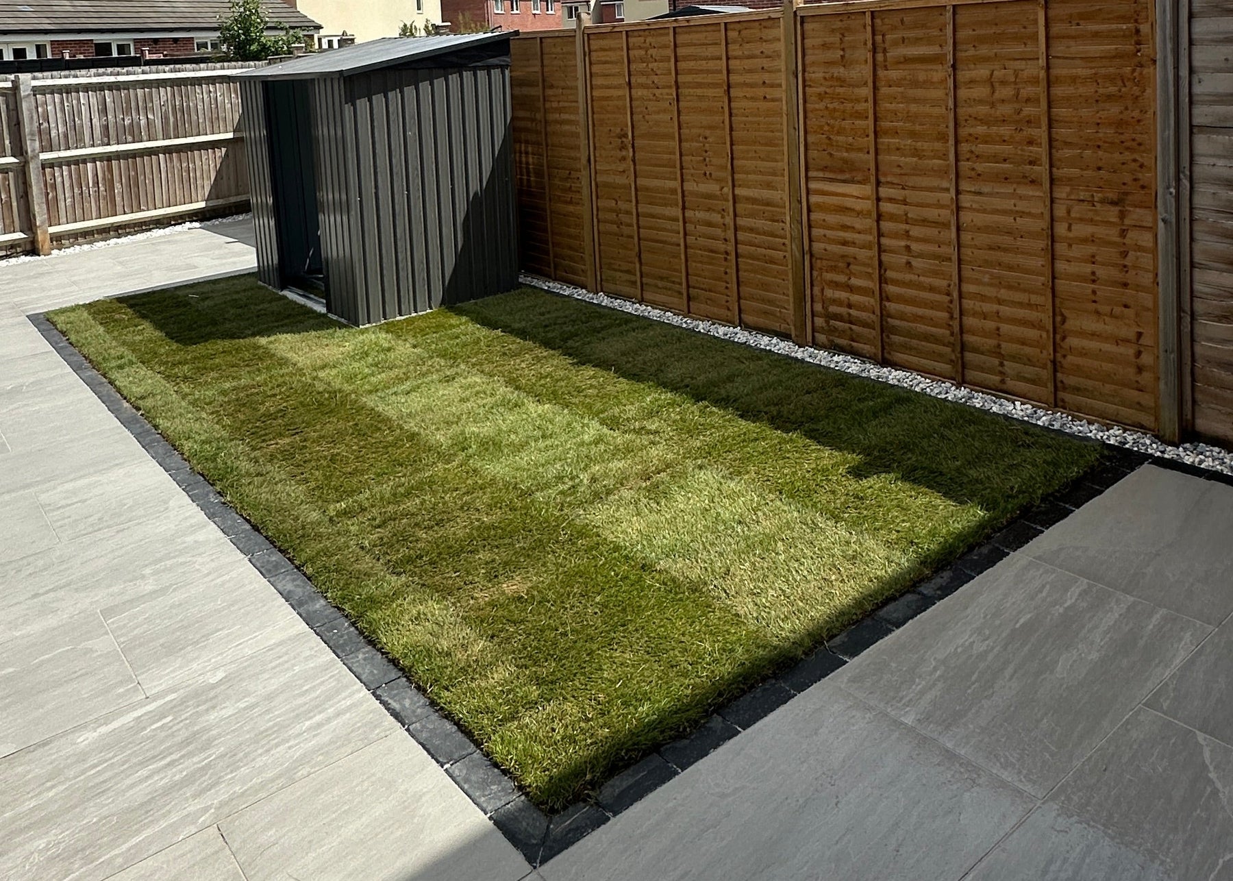 Finished garden lawn area by JJN Construction in Somerset